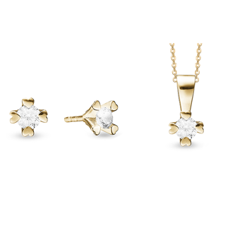 14 kt guld smykkesæt, Mary serien by Aagaard med ialt 1,50 ct labgrown diamanter